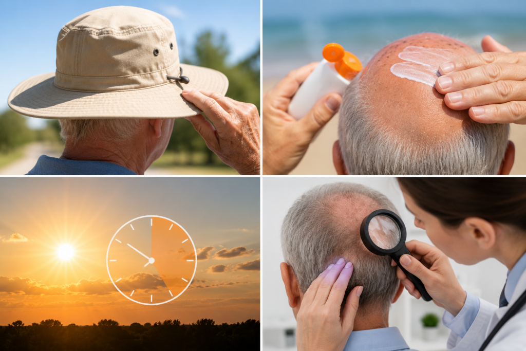 How to prevent skin cancer on the scalp