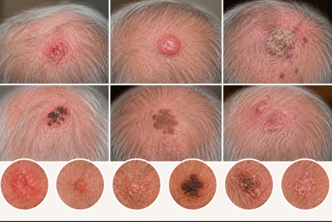 Symptoms of skin cancer on the scalp