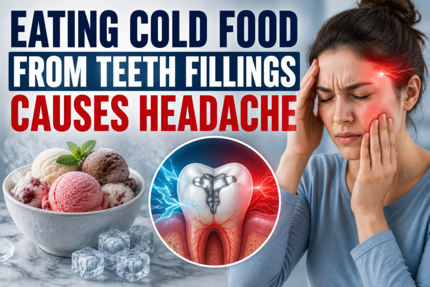 Eating cold food from teeth fillings causes headache